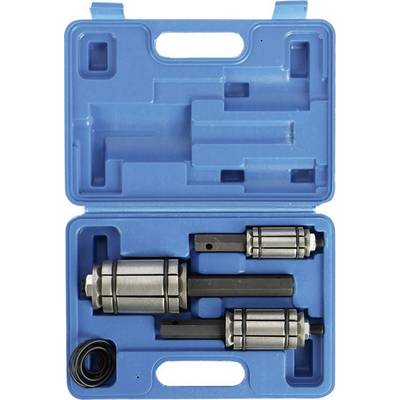 Une valise à outils bleue contenant des pièces métalliques et des accessoires pour l'usinage, organisée dans des compartiments personnalisés pour un transport en toute sécurité.