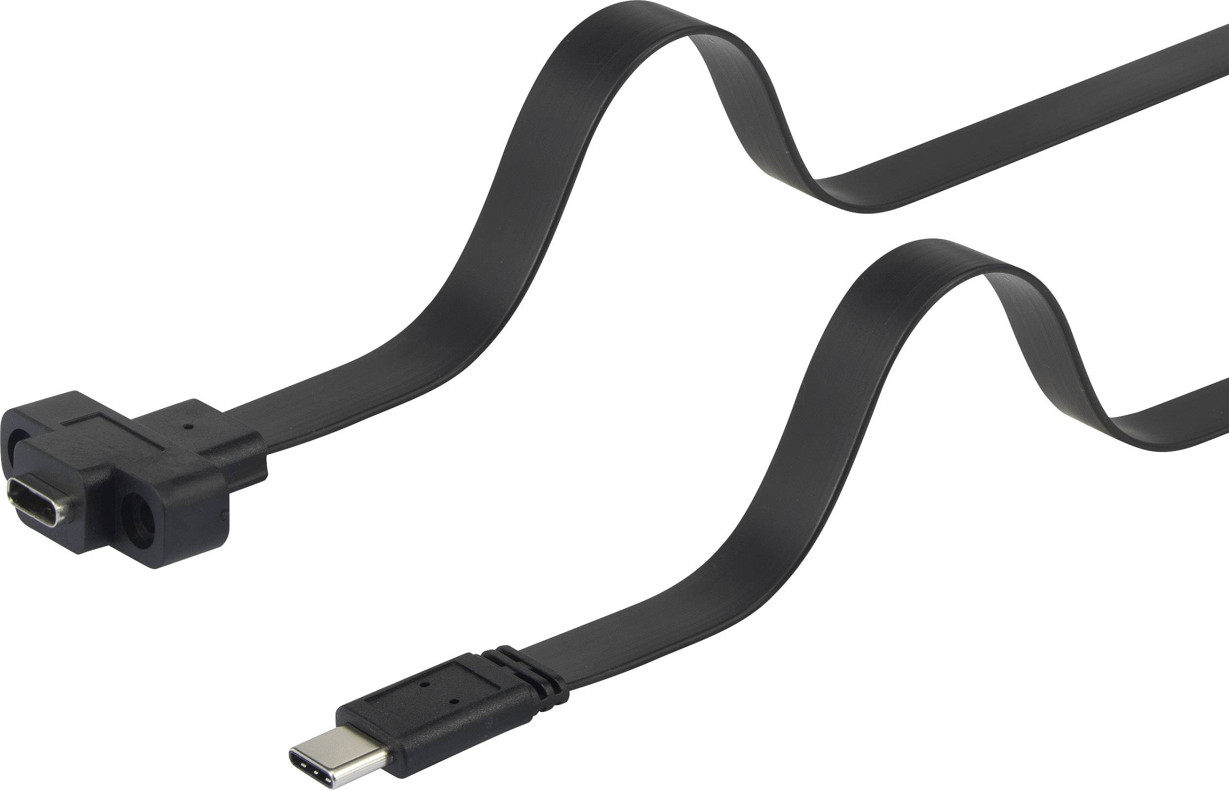 Renkforce Câble USB USB 3.2 Gen1 USB-C® mâle, USB-C® femelle 0.50 m noir vissable, très flexible RF-3415026