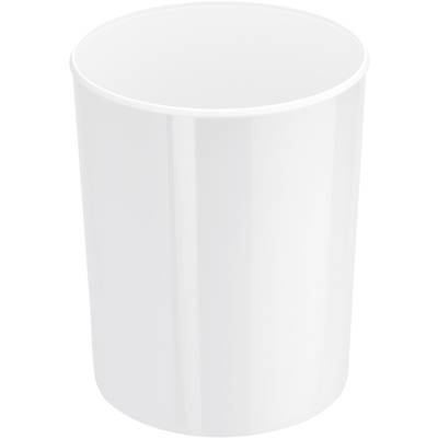 Un simple gobelet en plastique blanc et vide devant un fond neutre.