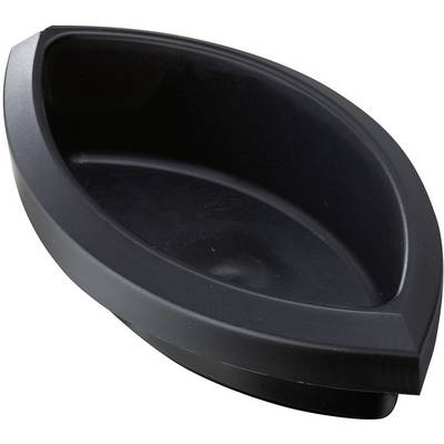 Bol noir ovale au bord ondulé, adapté à des usages décoratifs ou pratiques tels que le service des aliments.