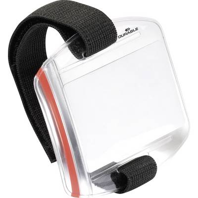 Bracelet porte-badge transparent avec bande noire, idéal pour une visibilité et un accès faciles aux cartes d'identité.