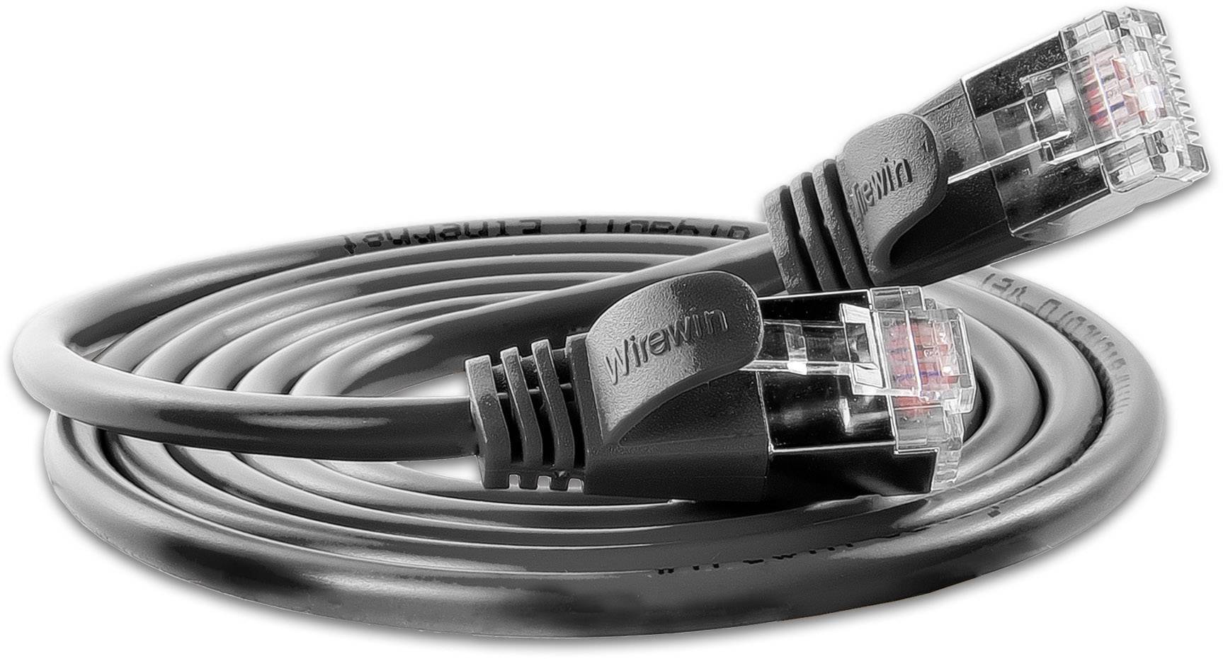 Slim Wirewin PKW-LIGHT-STP-K6 1.0 SW RJ45 Câble réseau, câble patch CAT 6 U/FTP 1.00 m noir Slimline 1 pc(s)-1