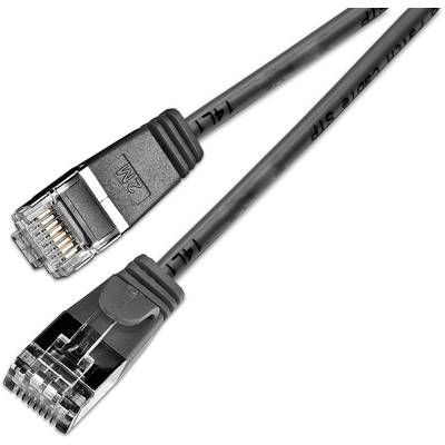 Slim Wirewin PKW-LIGHT-STP-K6 1.0 SW RJ45 Câble réseau, câble patch CAT 6 U/FTP 1.00 m noir  1 pc(s)