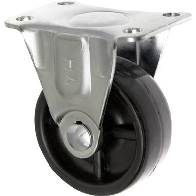 Roulette pivotante noire en métal et plastique, pour meubles ou appareils, permettant un déplacement facile et une flexibilité optimale.