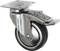 Roue de roulement métallique avec frein, adaptée pour la fixation sur des meubles ou des appareils destinés à la mobilité.