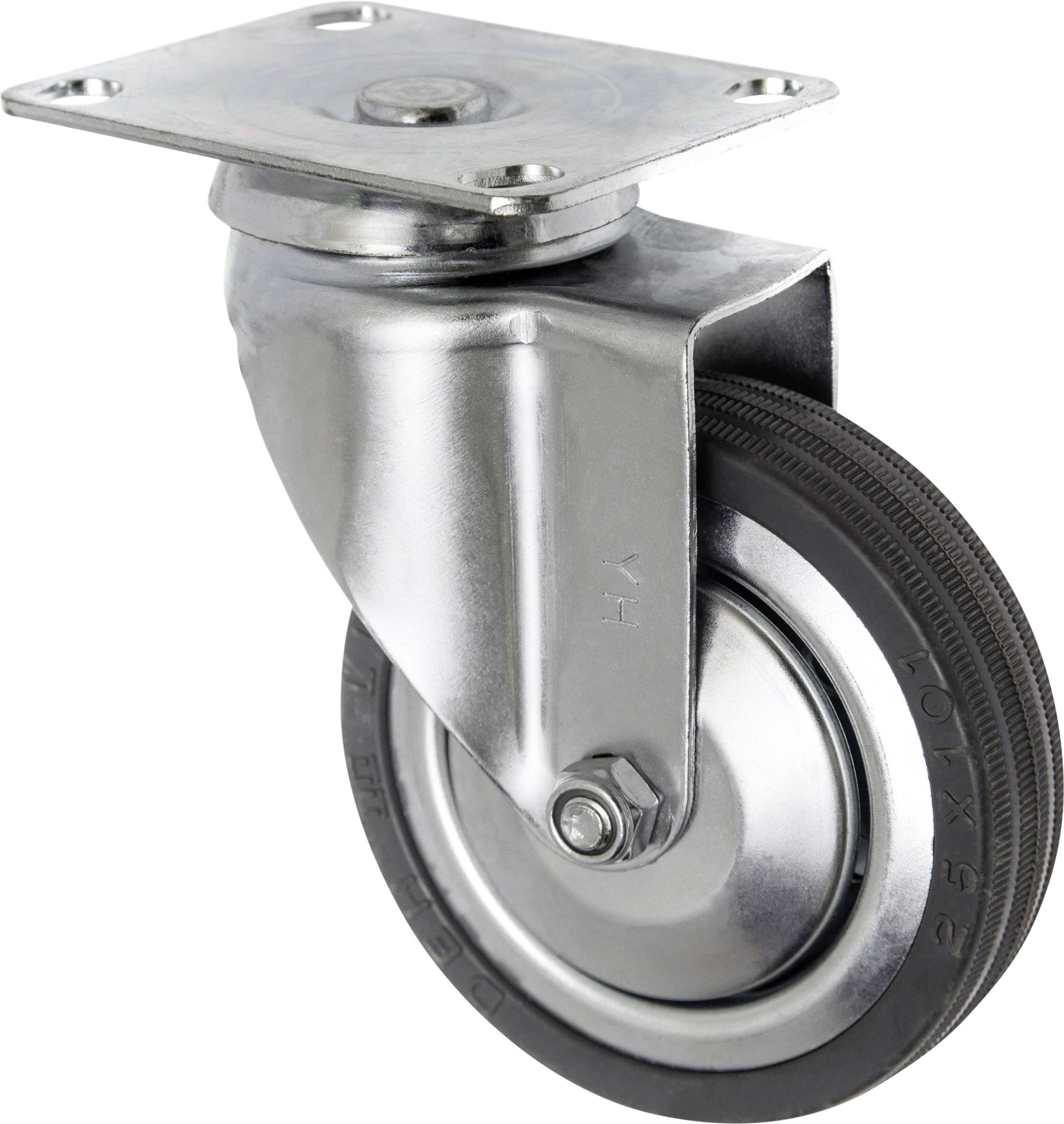 TOOLCRAFT TO-5137926 Roulette pivotante en caoutchouc 100 mm avec plaque de fixation Capacité de charge (max.): 80 kg-1