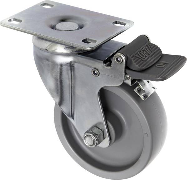 TOOLCRAFT TO-5137938 Roulette pivotante PP 100 mm avec système de blocage et plaque de fixation Capacité de charge (max.): 125 kg