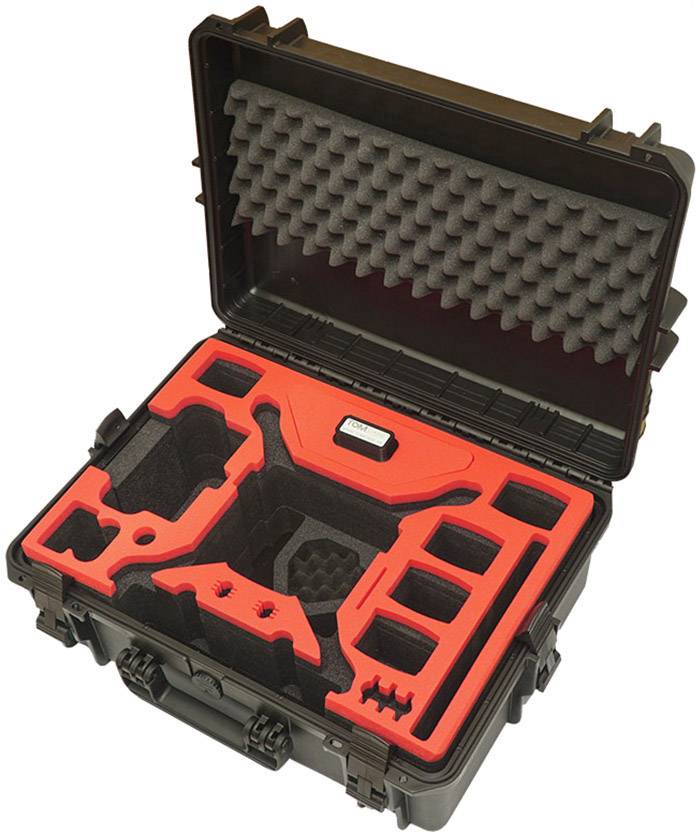 Une valise rigide noire avec une doublure en mousse, spécialement moulée pour un rangement et un transport sécurisés des équipements.