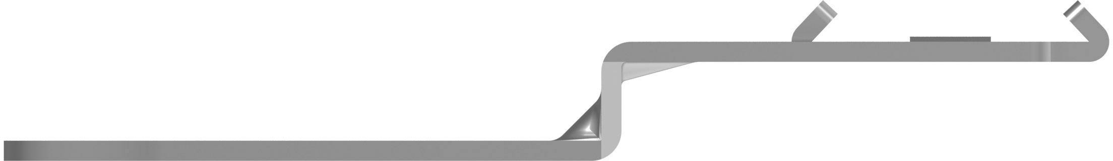 Profilé métallique avec pliage en forme de Z, pouvant être utilisé comme composant structural, montrant des points de connexion et de montage.