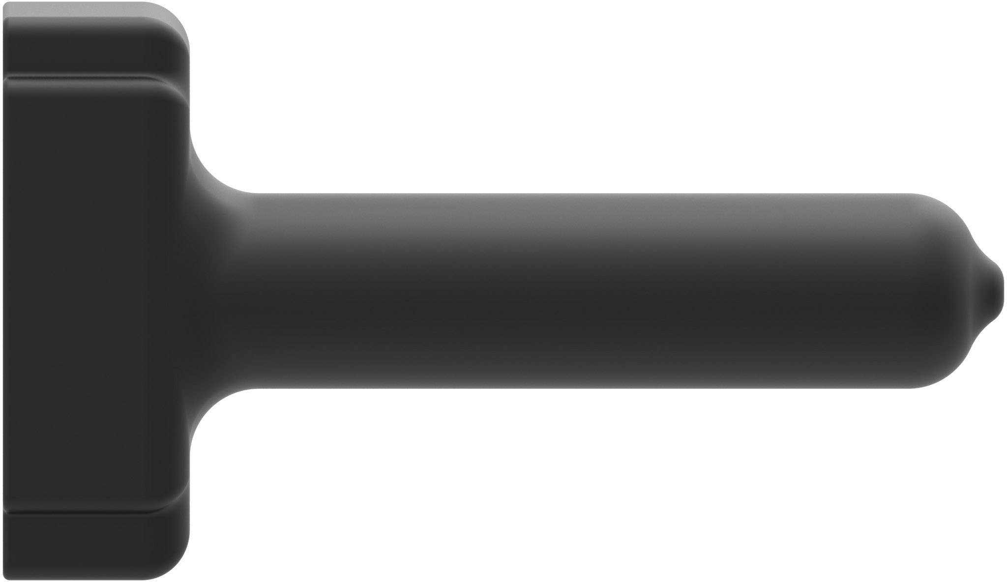 Un stylo noir en forme de T avec un embout arrondi, probablement un outil ou un adaptateur.