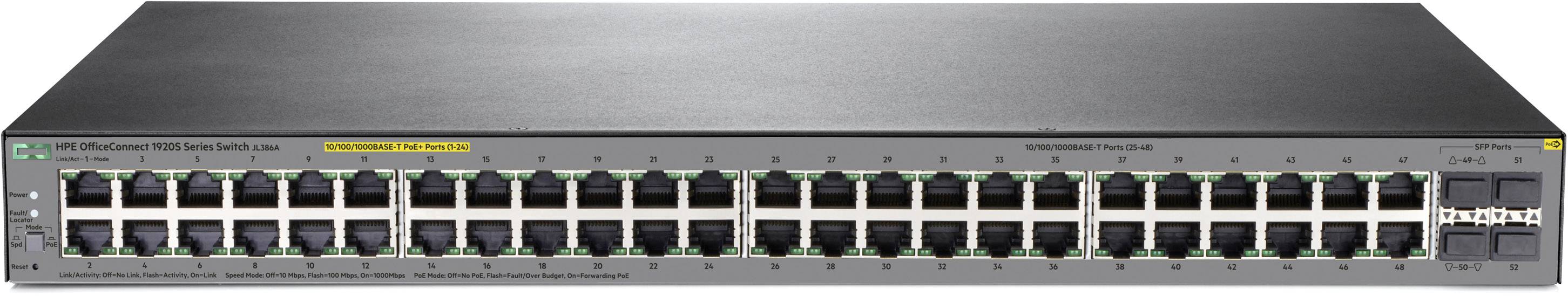 Hewlett Packard Enterprise JL386A#ABB HPE 1920S 48G 4SFP PPoE+ 370W Swch EU en Switch réseau fonction PoE-0