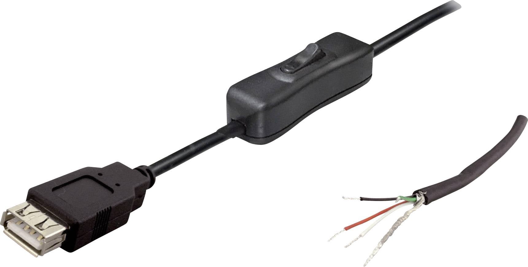 BKL Electronic USB-A 10080120 - câble USB 2.0 A connecteur A femelle noir avec interrupteur femelle, droit 10080120 BKL 