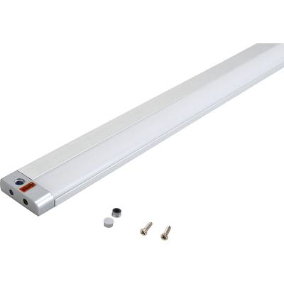 Profilé en aluminium de forme rectangulaire, pourvu de deux vis et de pièces de couverture blanches. Convient pour des applications de montage ou d'éclairage de plafond.