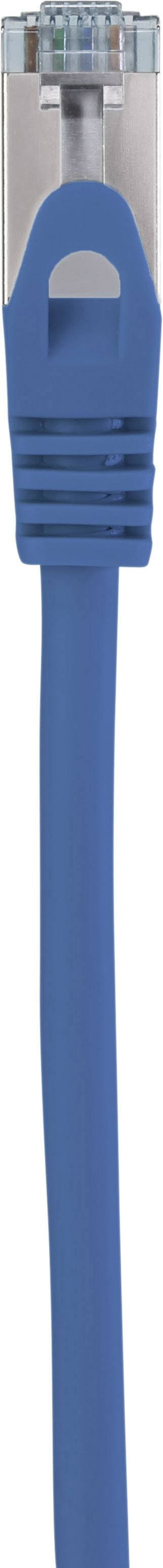 Un câble Ethernet bleu avec une fiche RJ45 pour connecter des appareils électroniques à un réseau.