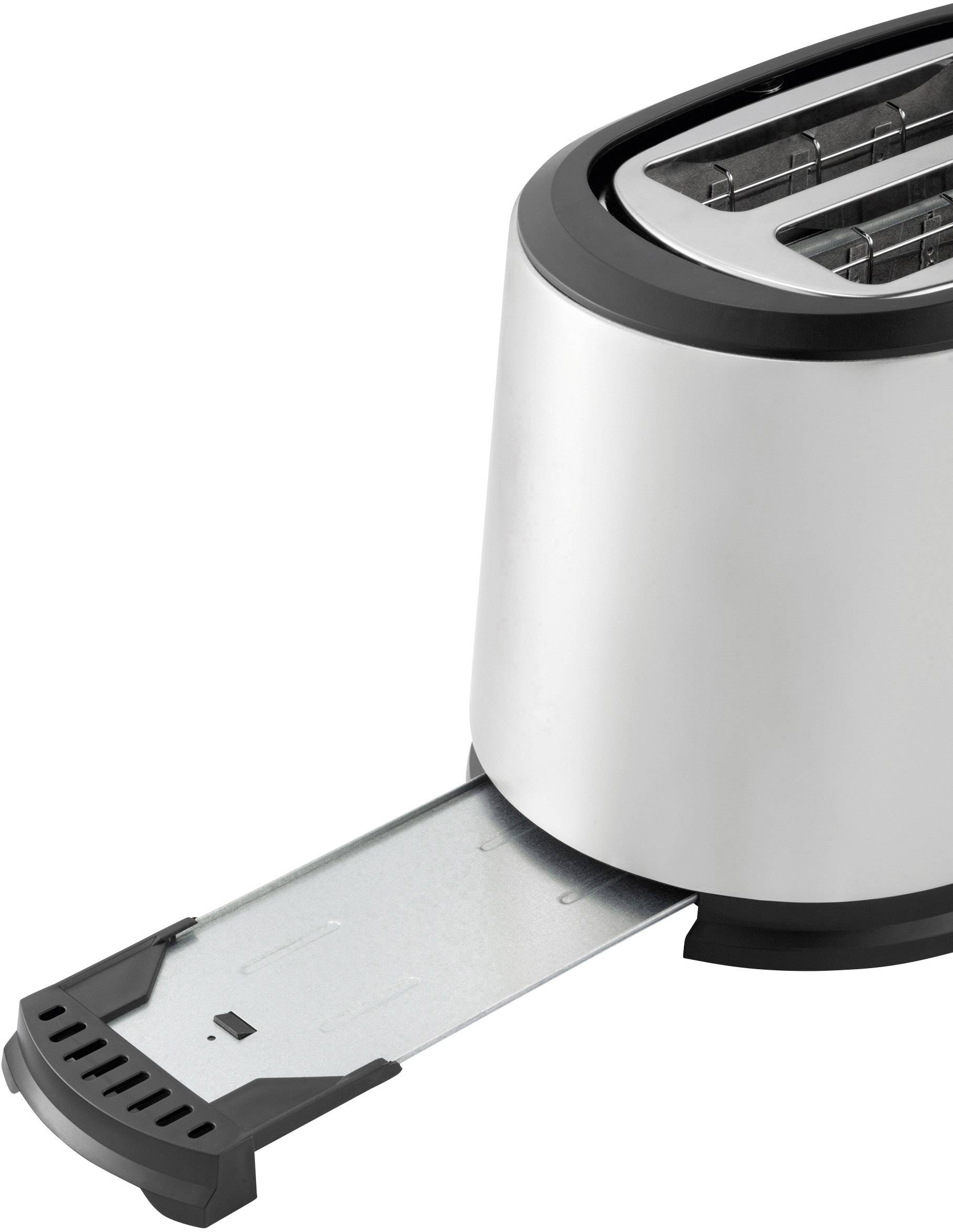 Un grille-pain avec un bac à miettes amovible pour un nettoyage facile.