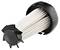 Vue détaillée d'un filtre cylindrique avec des lamelles de papier pliées et un boîtier en plastique noir. Utilisé pour la purification de l'air.