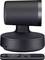 Une caméra motorisée noire est posée sur une base ronde. Devant elle se trouve une petite télécommande avec plusieurs boutons.