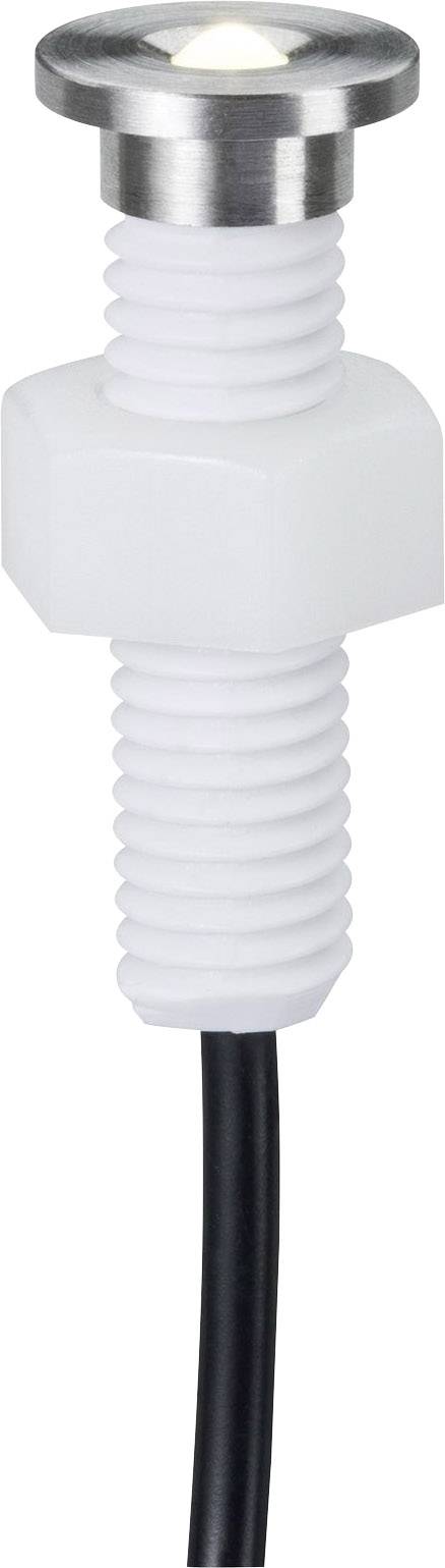 Luminaire LED encastrable avec cadre métallique et filetage en plastique, connexion par fil en bas. Idéal pour montage en panneau ou éclairage de mobilier.