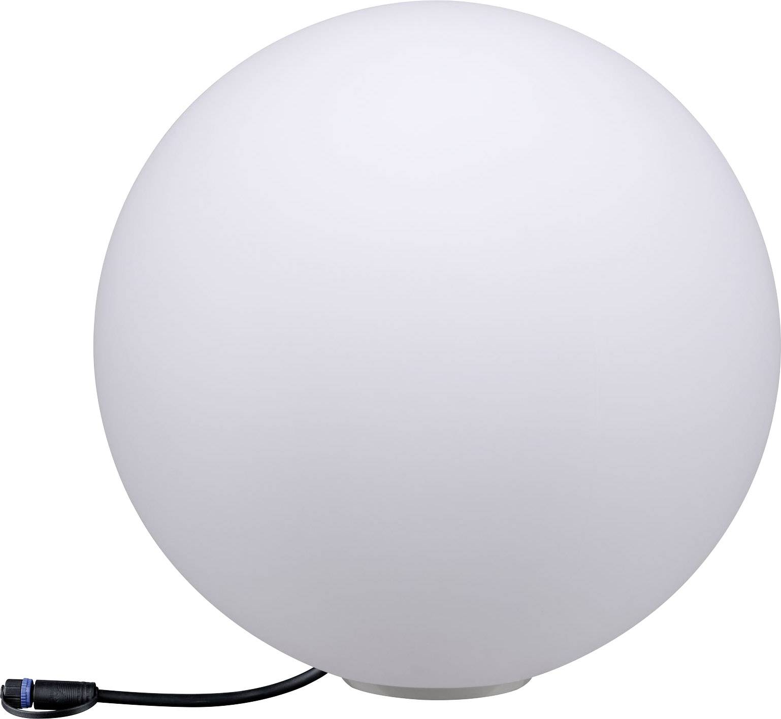 Une lampe ronde blanche avec un câble électrique.
