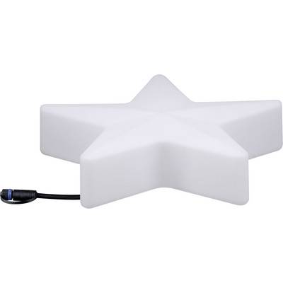 Lampe blanche en forme d'étoile avec câble noir.