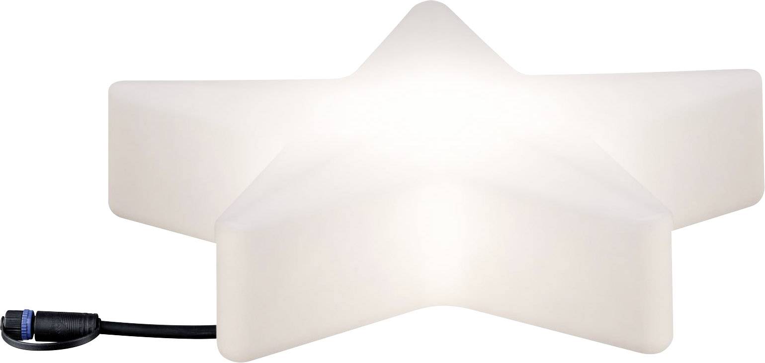Lampe blanche en forme d'étoile avec câble noir.