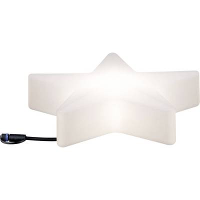 Lampe blanche en forme d'étoile avec câble noir.