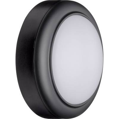 Plafonnier LED rond noir avec diffuseur blanc, adapté aux espaces intérieurs modernes.