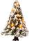 Un sapin de Noël décoré avec de la neige artificielle et des lumières scintillantes.