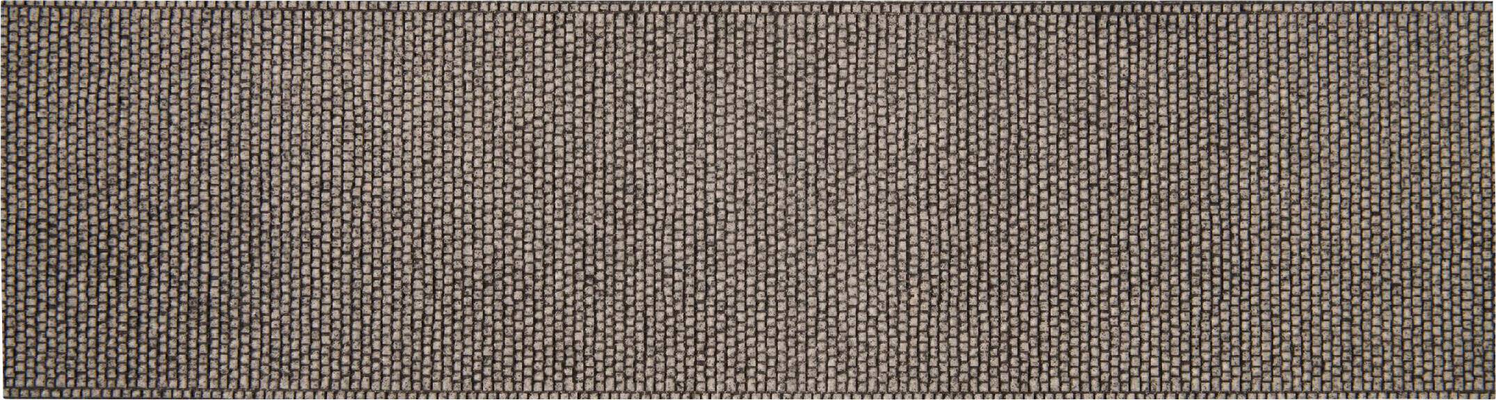 Tapis rectangulaire brun avec un motif fin et uniforme composé d'éléments en losange se répétant.