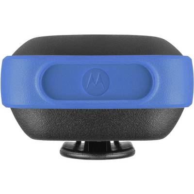 Un appareil compact, noir et bleu, probablement un accessoire électronique, doté d'un support permettant une installation stable.