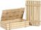 Modèle de caisses en bois, l'une ouverte avec l'espace intérieur visible et l'autre fermée, toutes deux avec une structure à lattes.