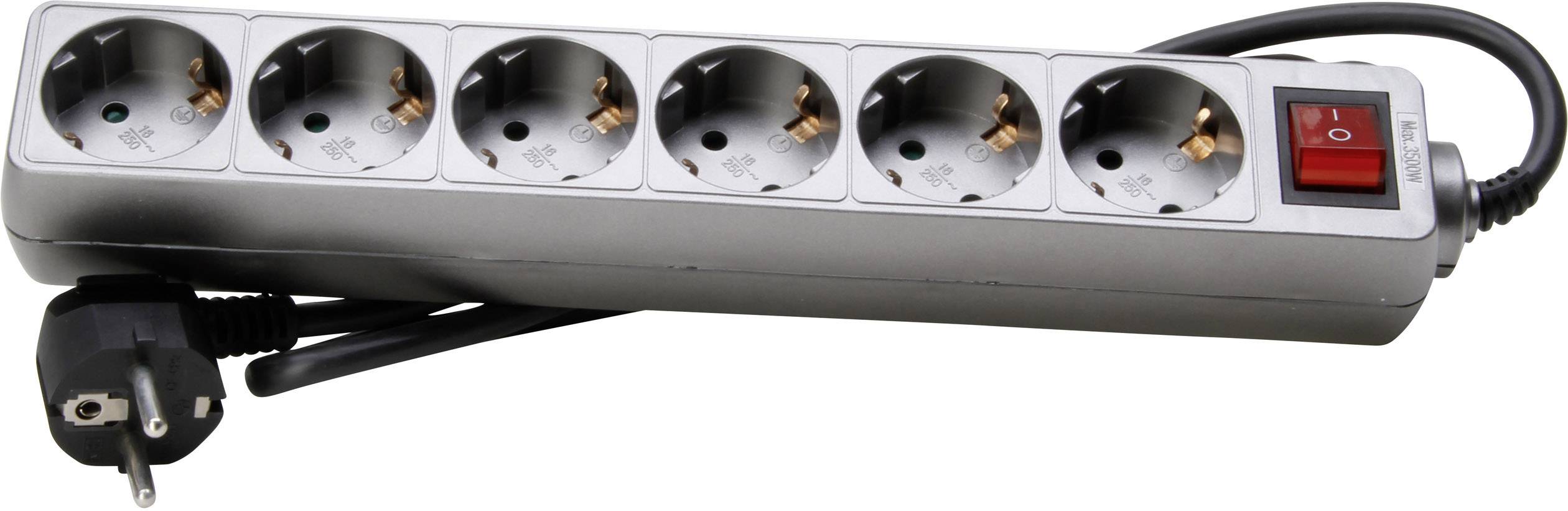 Bloc multiprise avec interrupteur Kopp 120943005 x6 titane contact de protection 1 pc(s)