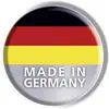 Emblème rond portant l'inscription 'MADE IN GERMANY', surmonté du drapeau allemand en noir, rouge et or.