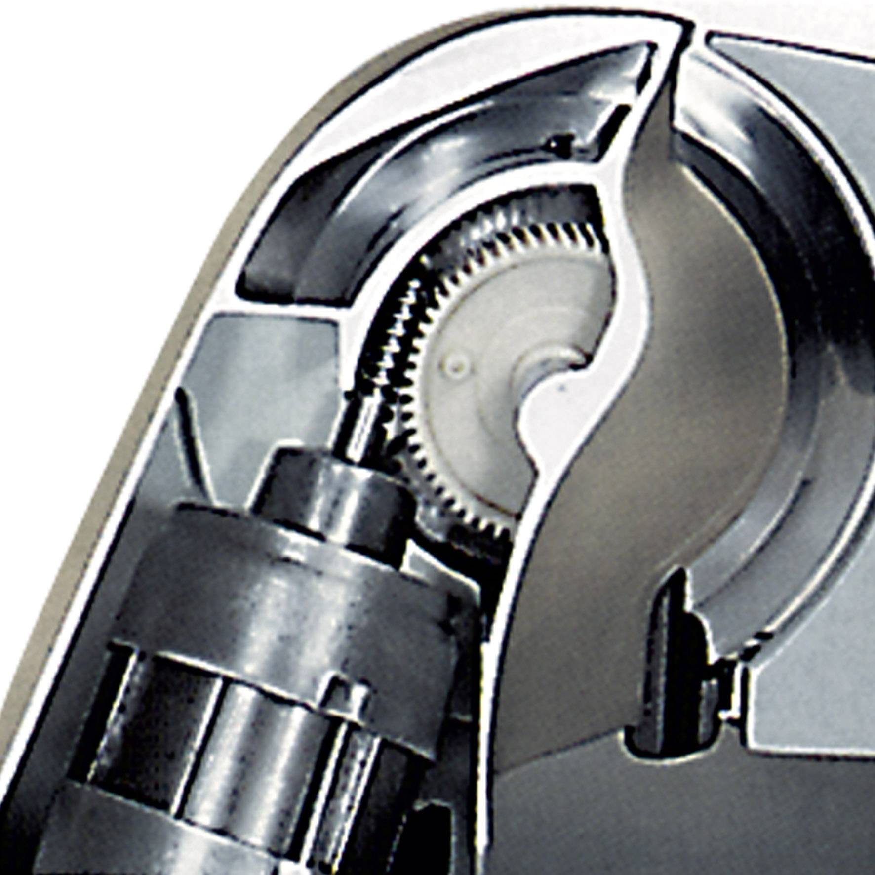 Coupe transversale d'un dispositif mécanique avec engrenage et moteur ; montre les composants et la structure internes.