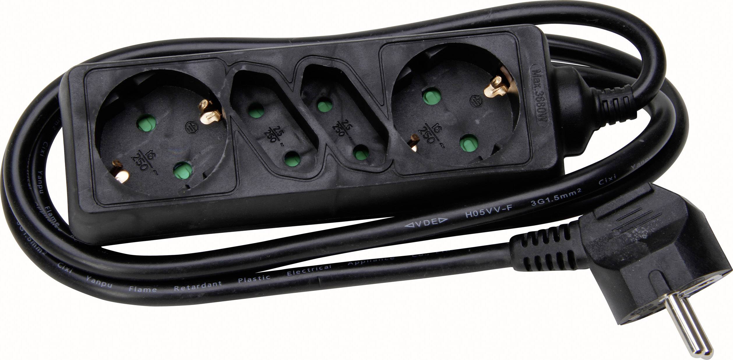 Multiprise Kopp 125905011 x4 noir contact de protection 1 pc(s)
