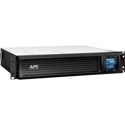 Un appareil onduleur rackable noir de APC avec un affichage numérique sur le côté droit. Affiche 'APC Smart-UPS 1500'.