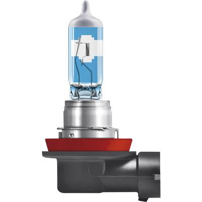 Ampoule halogène avec douille métallique et base rouge. Ampoule en verre transparent avec filaments visibles. Adaptée pour l'éclairage automobile.