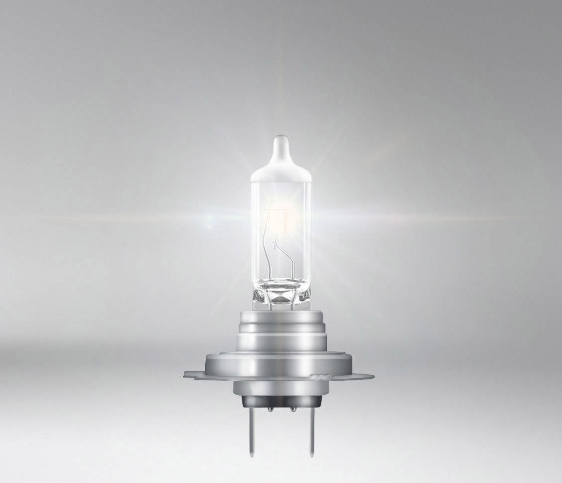Une lampe halogène lumineuse dans un support métallique devant un fond gris.