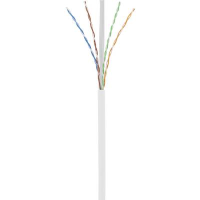 Image détourée d'un câble réseau avec quatre paires de fils torsadées en blanc, bleu, orange, vert et marron, sans connecteur.