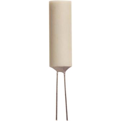 Un élément cylindrique en céramique avec deux longues pattes métalliques en dessous, probablement un composant électronique.