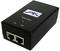 Appareil adaptateur PoE noir avec deux ports Ethernet, LAN et PoE, ainsi qu'un voyant étiqueté 'Power-Active'.