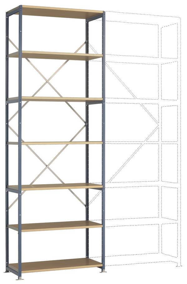 Etagère Planoflex modèle de base avec 7 tablettes  Manuflex RP1611.2001