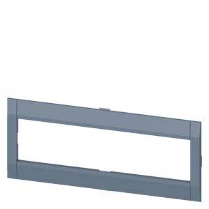Pièce en plastique grise, rectangulaire, possiblement un cadre ou un couvercle, avec une grande découpe au centre.