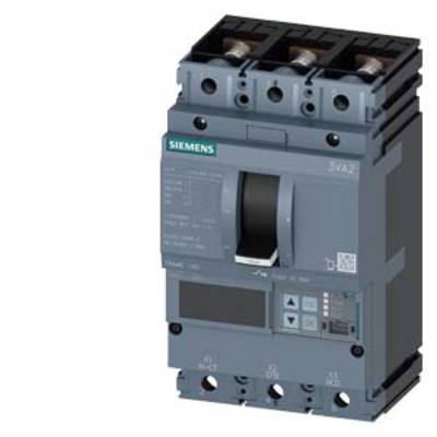 Un disjoncteur tripolaire Siemens, modèle 3VA2, en version grise. L'interrupteur principal est en position médiane.