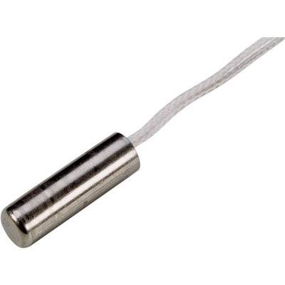 Capteur cylindrique métallique avec un câble blanc, probablement un capteur de température.