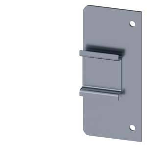 Support métallique de fixation murale avec deux longues fentes, adapté pour maintenir des objets plats ou des outils.