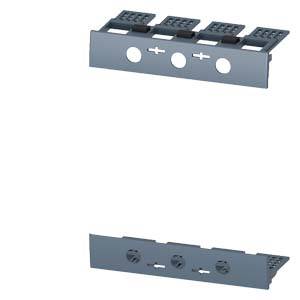 Deux plaques en plastique noir avec des trous et des marquages. La plaque supérieure dispose d'un système de clips, tandis que la plaque inférieure présente des signes plus et moins.