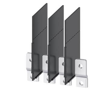 Trois tôles métalliques verticales rectangulaires avec des supports à angle droit. Elles sont disposées en ligne et montées sur une surface.