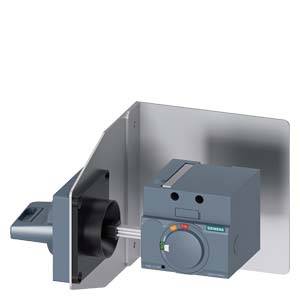 Un interrupteur électrique Siemens avec un boîtier gris, monté sur une plaque métallique.