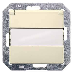 Interrupteur simple de couleur crème, monté dans un cadre métallique rectangulaire, nom de la marque visible en haut à gauche.